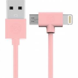 CHARGING CABLE WK 2IN1 I6/MICRO PINK 1M AXE